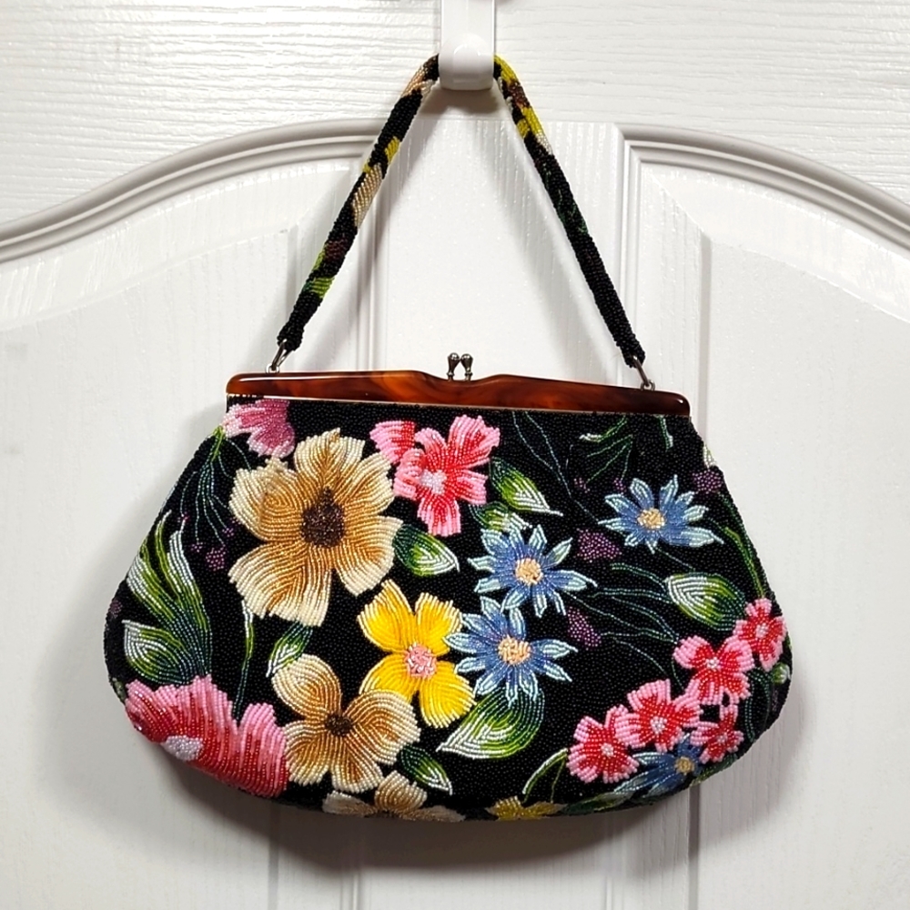 Vintage beaded handbag bag purse